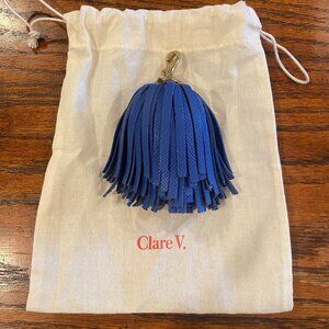 Clare V Leather Pom Pom Keychain Bag Accessory